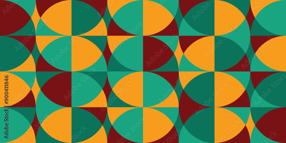 Poster retro seamless geometric pattern background, vector abstract circles,bauhaus pattern background.