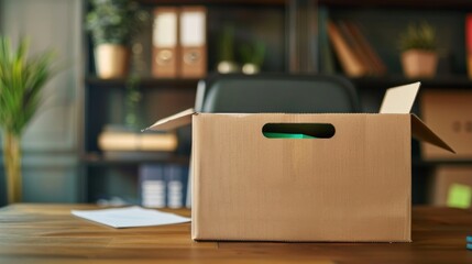 Empty Cardboard Box on Office Desk