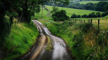 Fototapeta premium Describe a scenic country road you have traveled on. What did you see along the way, and how did the surroundings make you feel
