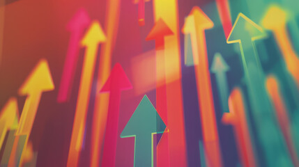 An image of colorful, upward arrow graphics, symbolizing growth, success, and direction, against a vibrant background.