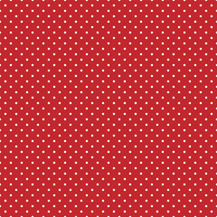 Seamless white polka dot pattern on red background