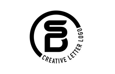 SD DS United Letter Icon Design Logo Vector in Black Minimalist Creative Modern Style