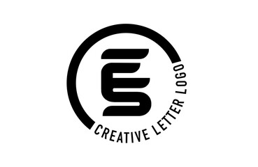 ES ES United Letter Icon Design Logo Vector in Black Minimalist Creative Modern Style