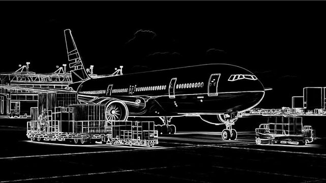 Logistic background, Sketch texture cargo working Airway concept. business transportation background.