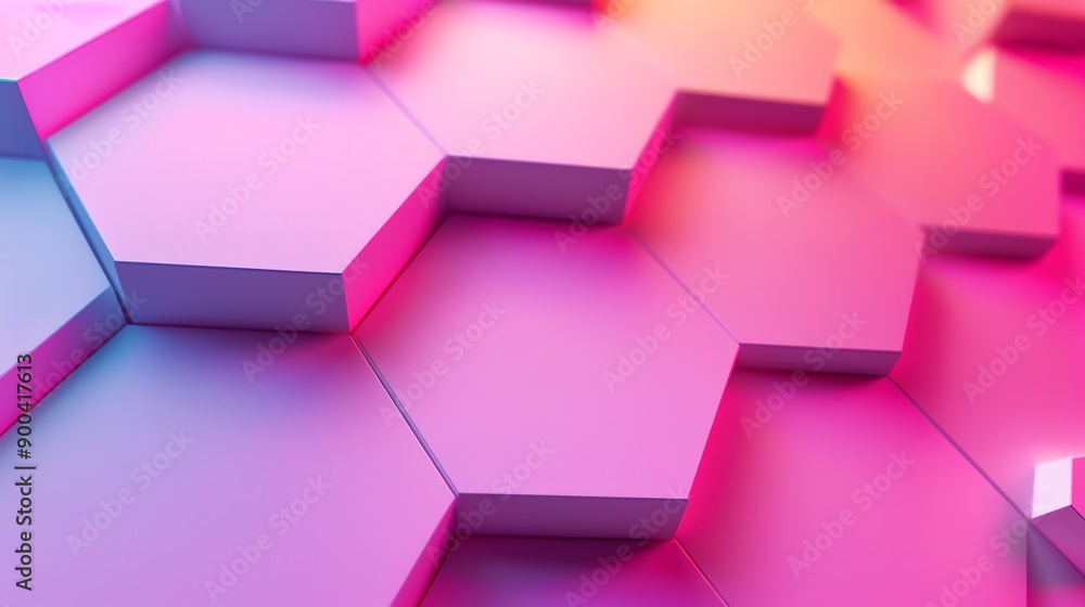 Aufkleber an abstract background of a 3d honeycomb pattern in shades of pink and blue.