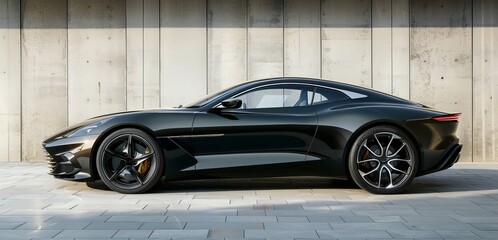 A sleek sports car from the side view, showcasing its aerodynamic lines and stylish alloy wheels. The design reflects speed and sophistication.