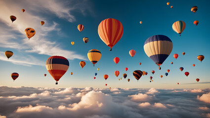 Fototapeta premium air balloons in the sky above the clouds