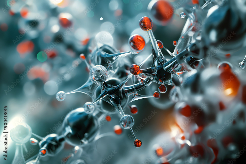 Poster nanorobots assembling at the molecular level, constructing complex structures. nanotechnology concep