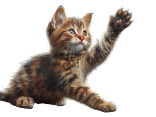 Obraz premium The cat extending its paw for a high five, PNG, detailed and playful, cute and dynamic, fur texture visible