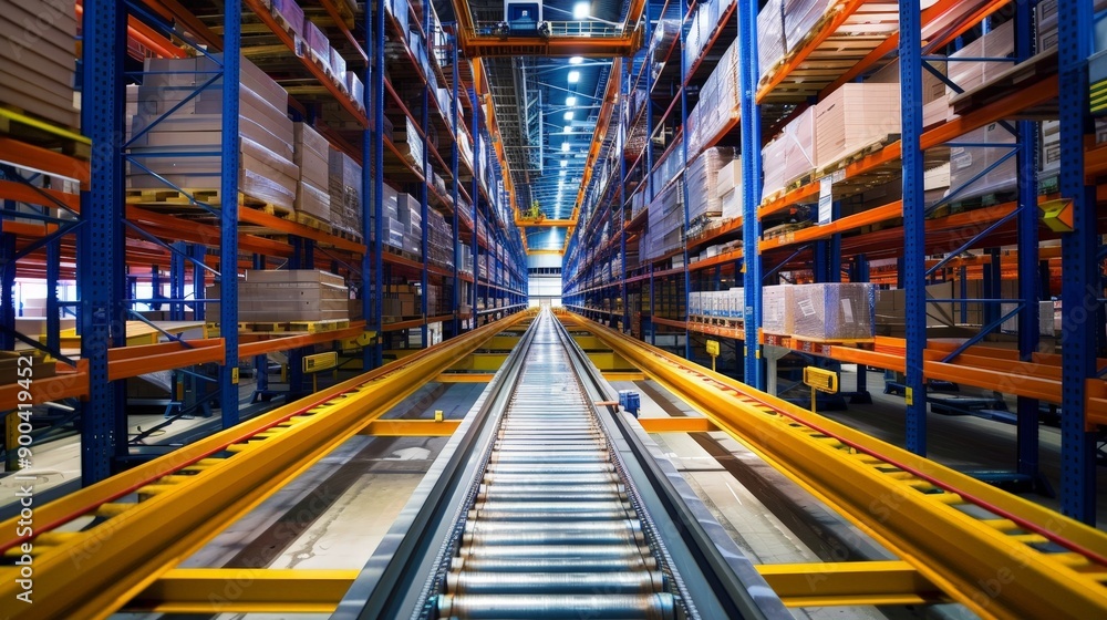 Poster a warehouse equipped with automated storage and retrieval systems (asrs) that maximize efficiency.