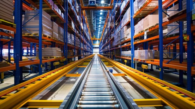 A warehouse equipped with automated storage and retrieval systems (ASRS) that maximize efficiency. 