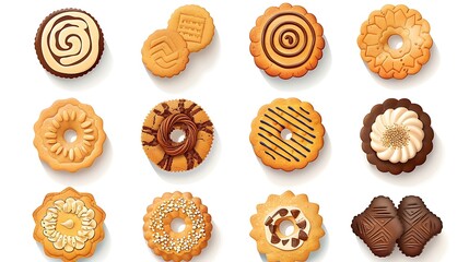 Fototapeta premium Assortment of Delicious Cookies with Different Toppings.