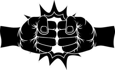 Two Fists Clenched Fist Bump Punch