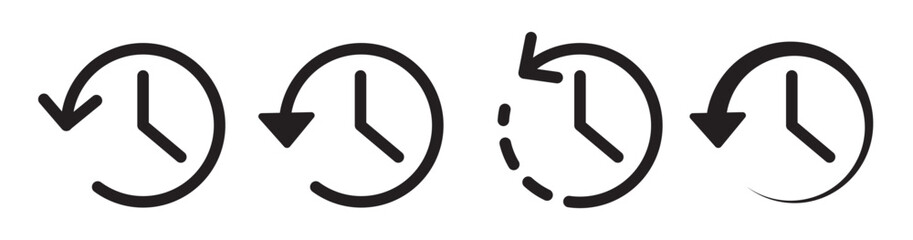 History icon set. past time button. history clock pictogram.