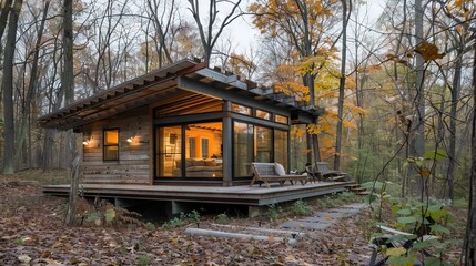 Embrace the Wild Beauty: Rustic Mountain Home in a Lush Forest. AI generated illustration