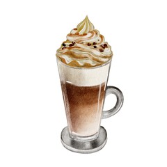 Tasty croissant, latte, coffee for breakfast, cafe, bakery, branch of coffee