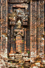 View of My Son Sanctuary among green woods in Quang Nam, Vietnam.