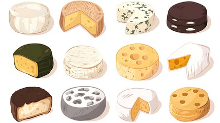 A Collection of Delicious Cheese Varieties - Round Cheese, Square Cheese, Cut Cheese.