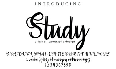 Study Font Stylish brush painted an uppercase vector letters, alphabet, typeface