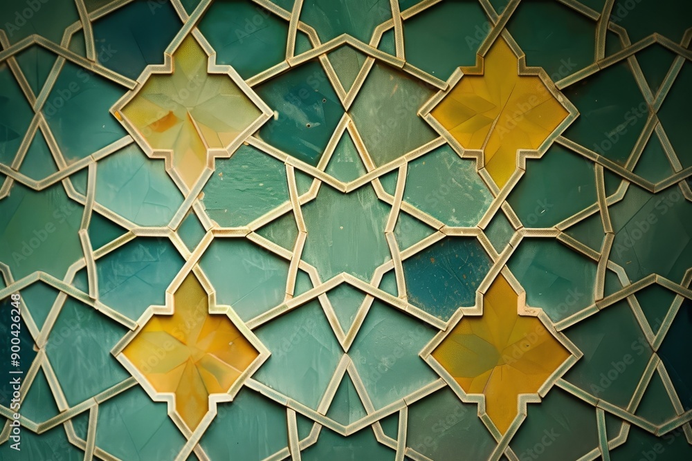 Fototapete tiled floor with pattern of squares, geometric pattern of repeating diamonds and triangles