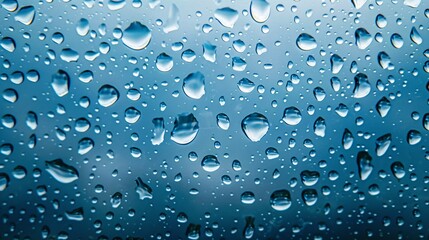 Water drops on the glass with a blurred background.