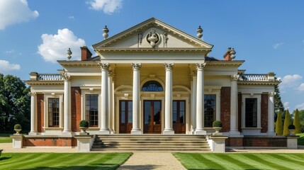 Describe the architectural symmetry of a Palladian house in the UK.