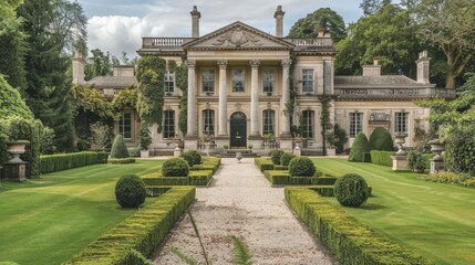 Fototapeta premium Describe the architectural symmetry of a Palladian house in the UK.