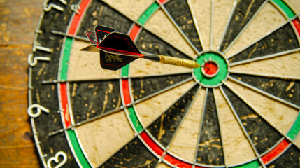 Precision and Passion A close-up of a dart hitting the bullseye on a dartboard, symbolizing the focus and accuracy needed to achieve your goals and hit your target with confidence wallpaper, backgroun