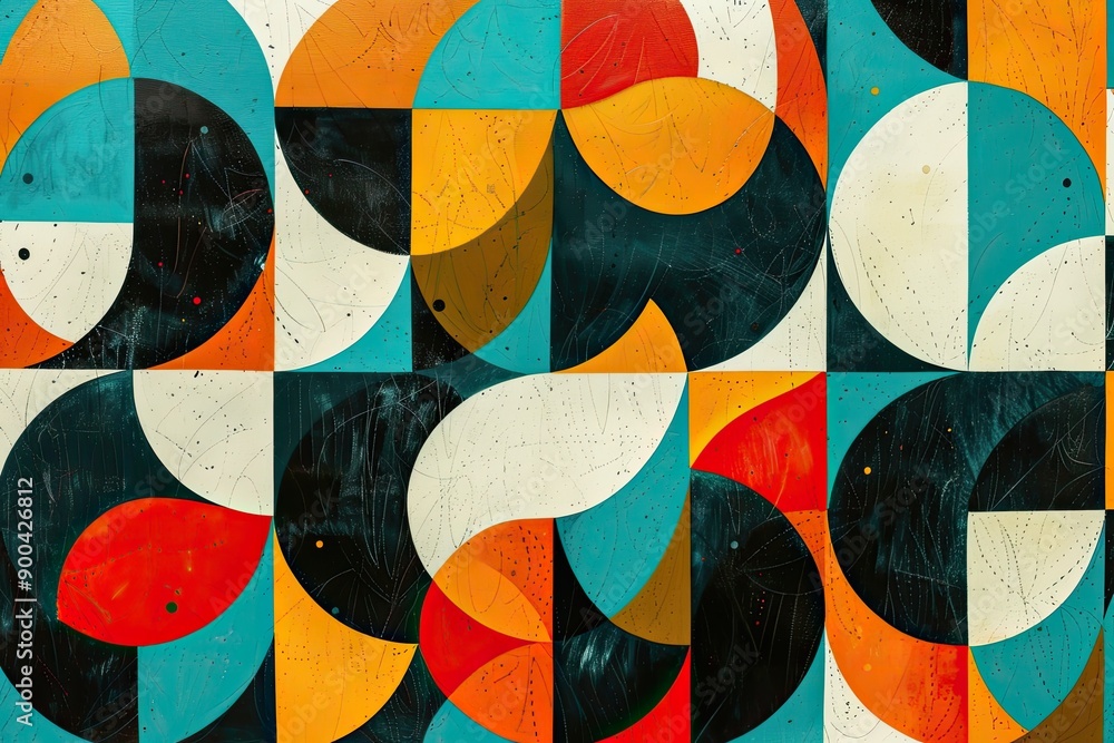 Leinwandbilder pattern of circles and dots on white background, an intricate mosaic of intricate geometric patterns