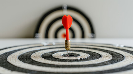 Precision and Passion A close-up of a dart hitting the bullseye on a dartboard, symbolizing the focus and accuracy needed to achieve your goals and hit your target with confidence wallpaper, backgroun