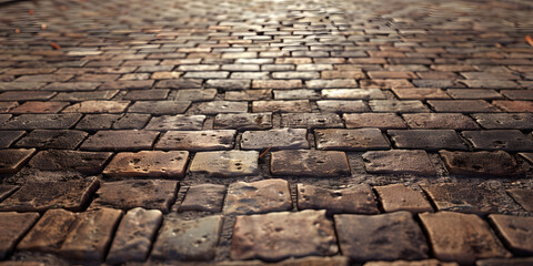 Old Brick Road in Urban Setting Background