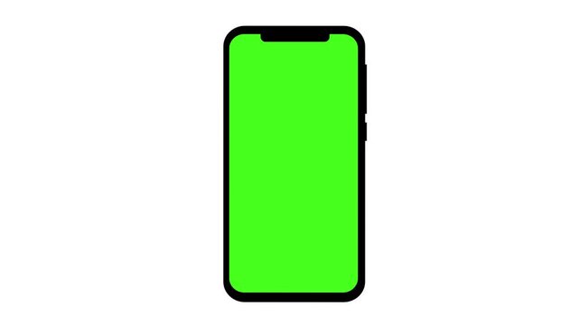 An animation video of mobile phone with green screen zoom out againt white background. Ideal for commercial use for ads, promotions, video animations, motion graphics. High resolution. Royalty free. 