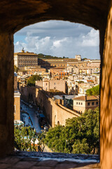 Beautiful view of Rome from the window of sant angelo castle