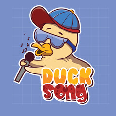 Illustration handdrawn cool animal duck poses illustration Perfect for decoration, nursery t-shirt, kids apparel, invitation, simple child design.