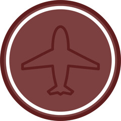 Obraz premium Airplane Vector Line Double Circle Maroon