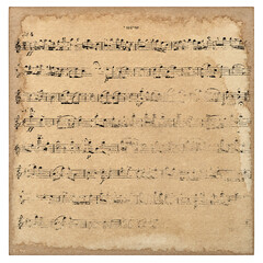 Used paper background with grungy music sheet engraving. Old cardboard for scrapbooking and decoupage