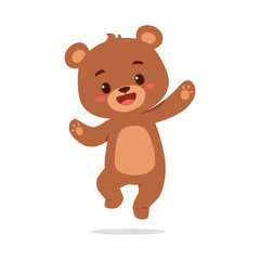 cute little bear jumping and feeling happy