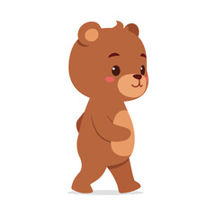 cute little bear walking and feeling happy