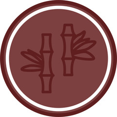 bamboo Vector Line Double Circle Maroon
