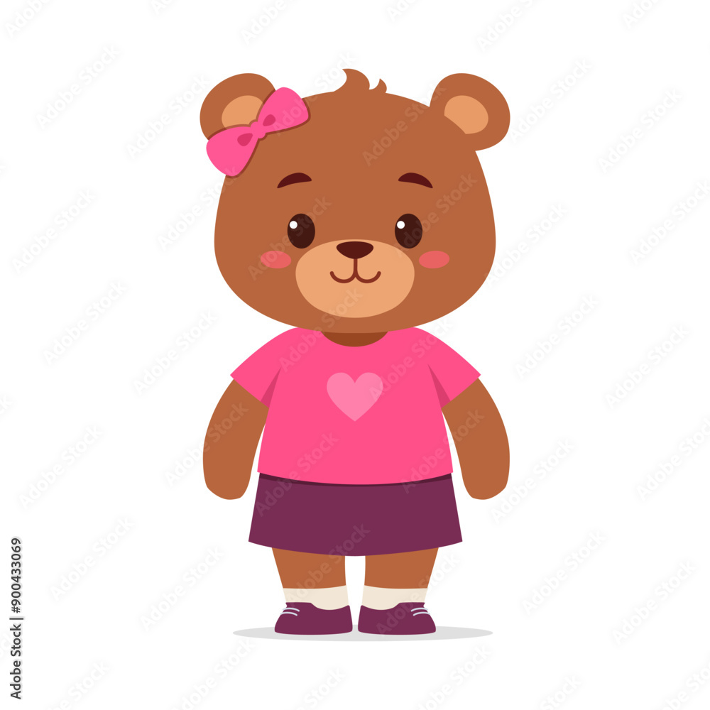 Wall mural cute little bear standing and feeling happy