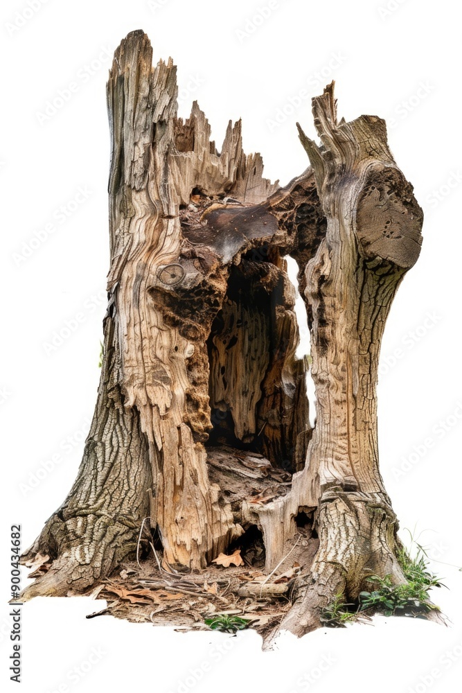 Poster a close-up shot of a tree stump with a large hole in it, suitable for use in various designs and ill