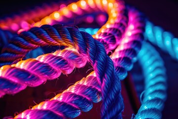 Close-up of a rope with soft lighting effect in the background, suitable for use as a decorative element or to represent a sense of guidance,