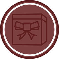 Package with a bow (for gift delivery) Vector Line Double Circle Maroon