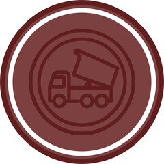 Unloading sign Vector Line Double Circle Maroon