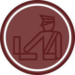 Customs symbol Vector Line Double Circle Maroon