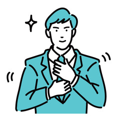 ネクタイを正しているスーツ姿の男性
