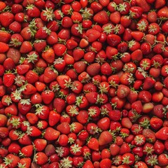 Garden strawberry texture background, strawberry fruits pattern, many strawberries mockup, ripe berries