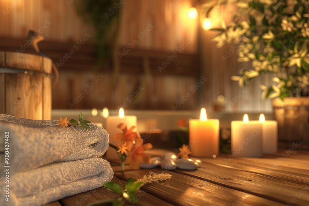 Aufkleber a collection of colorful towels stacked on a rustic wooden table, perfect for use in various setting