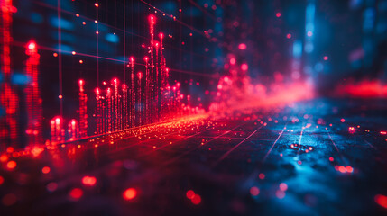 Obraz premium Creative growing candlestick forex chart on blue grid wallpaper, showcasing financial growth and stock market trends in 3D rendering.