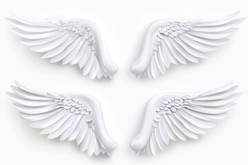 Obraz premium Wings icon, angel wings emblem, bird feathers silhouette, pigeon sign, spirituality symbol, elegance flight